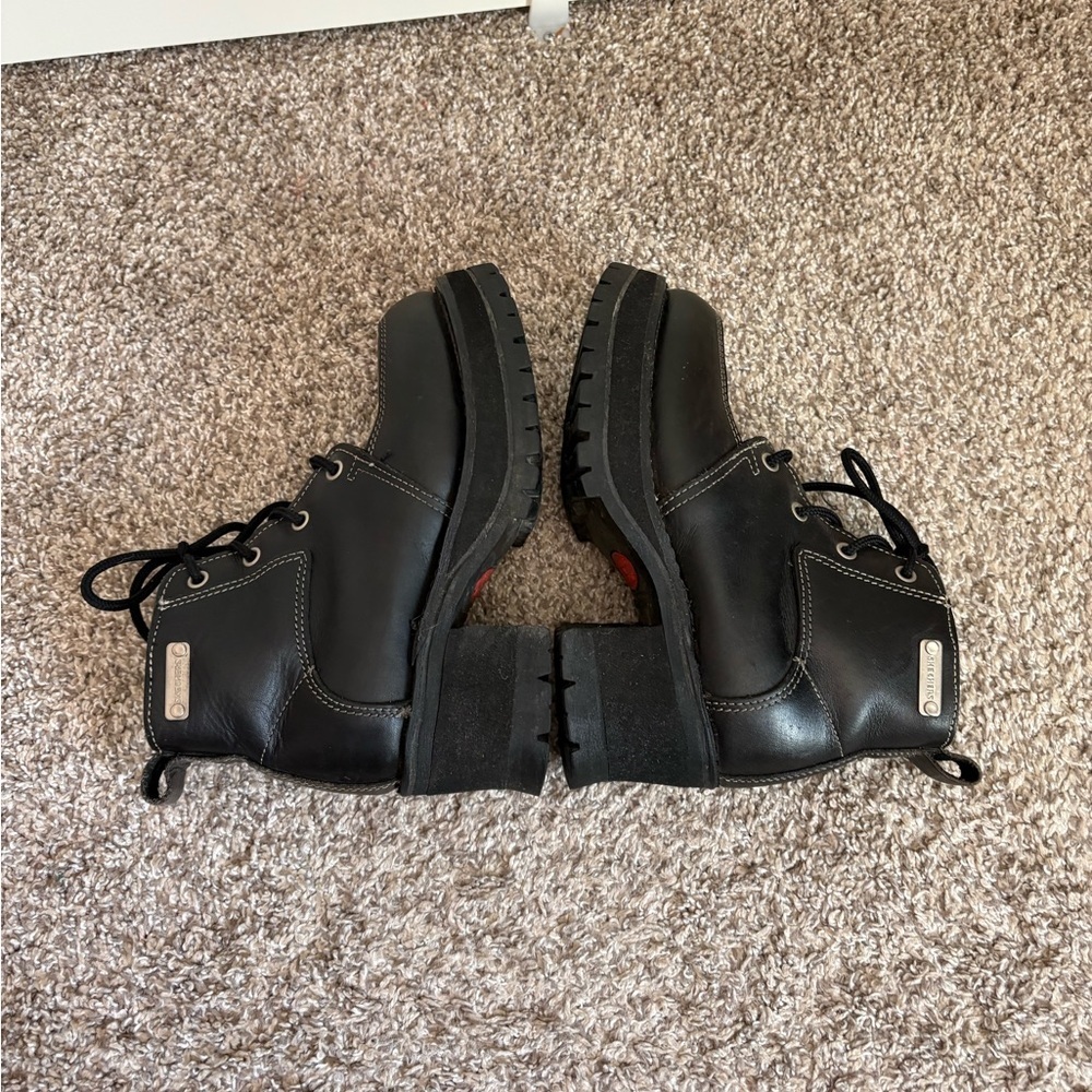 Vintage Y2K Skechers Chunky Platform Leather Ankle Boots Black size 7.5 - Picture 6 of 10